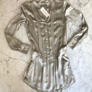 NWT Banana Republic Silk Dress size 0 in silver